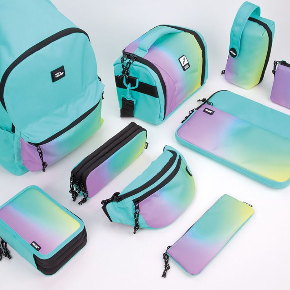 ESTUCHE CON 3 CREMALLERAS SUNSET VERDE-LILA - Imagen 5