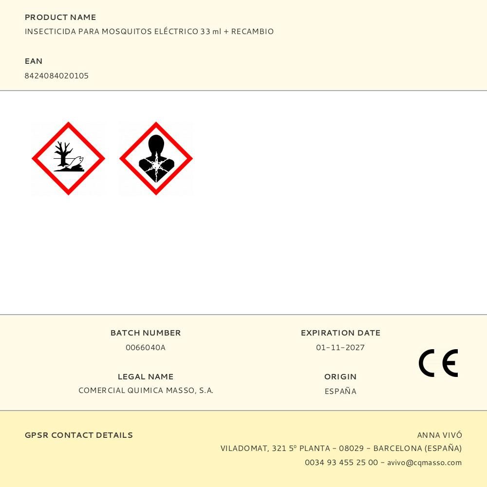 APARATO DIFUSOR LÍQUIDO INSECTICIDA MOSQUITOS 33 ml + RECAMBIO - Imagen 2