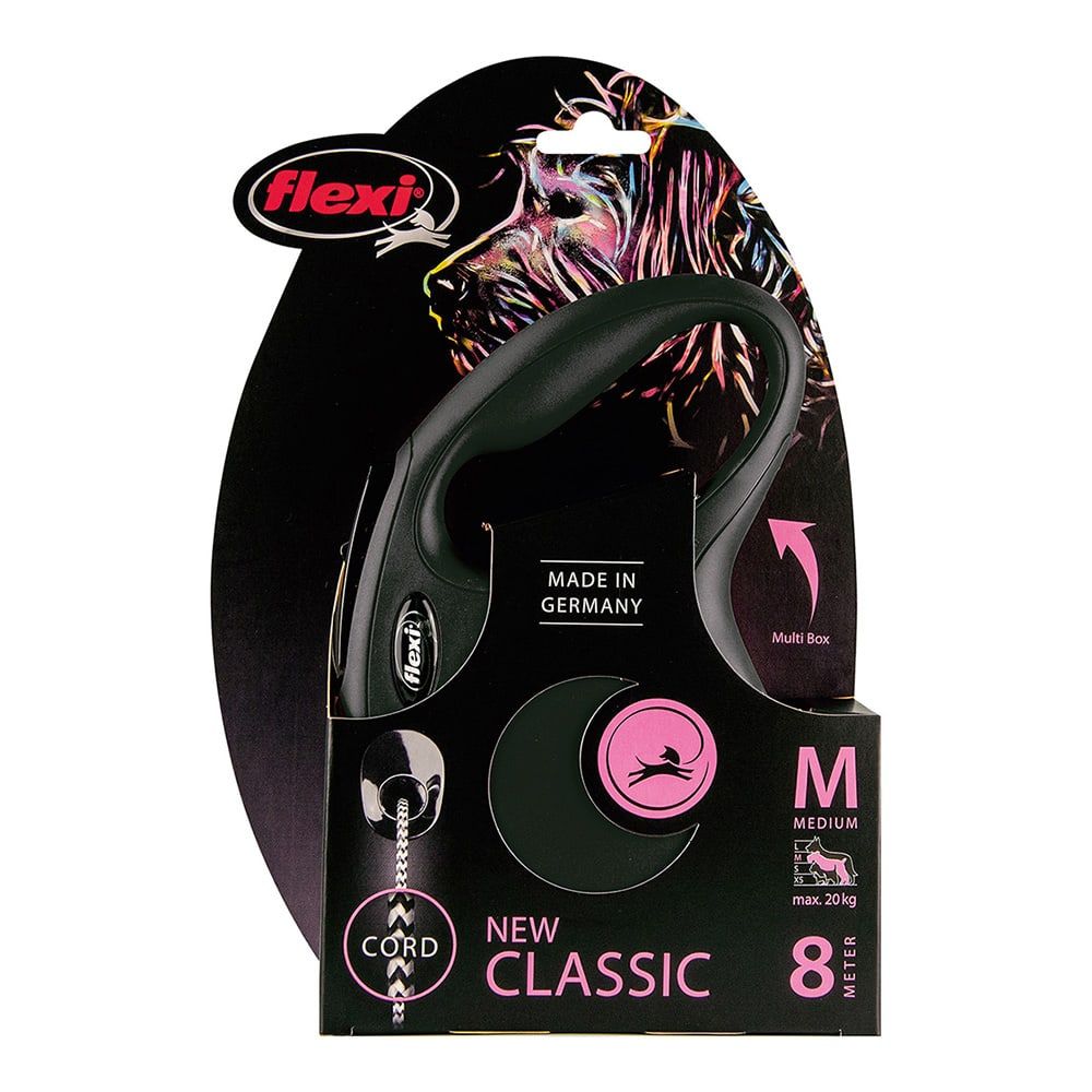 CORREA EXTENSIBLE FLEXI CLASSIC NEGRA, CINTA 8 m, M, HASTA 20 Kg - Imagen 2