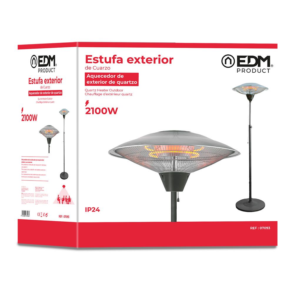 ESTUFA DE CUARZO DE EXTERIOR 2100 W CON PIE - Imagen 2