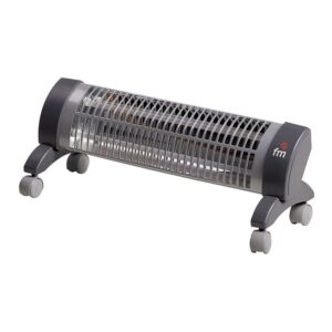ESTUFA DE CUARZO CON RUEDAS, MODELO 2302-R, 1200 W, GRIS, 53 x 16 x 18,5 cm