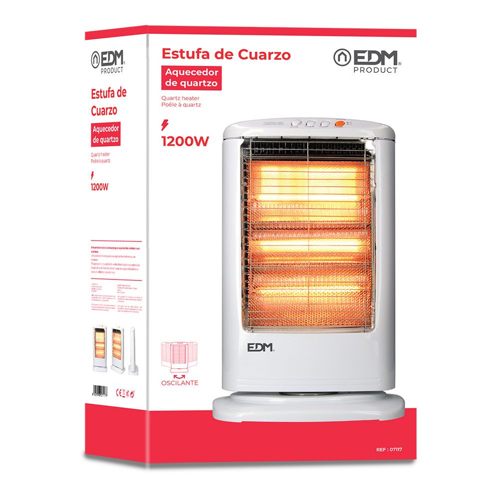 ESTUFA DE CUARZO OSCILANTE 400 / 800 / 1200 W MODELO ECONÓMICO ANTI-VUELCO - Imagen 2