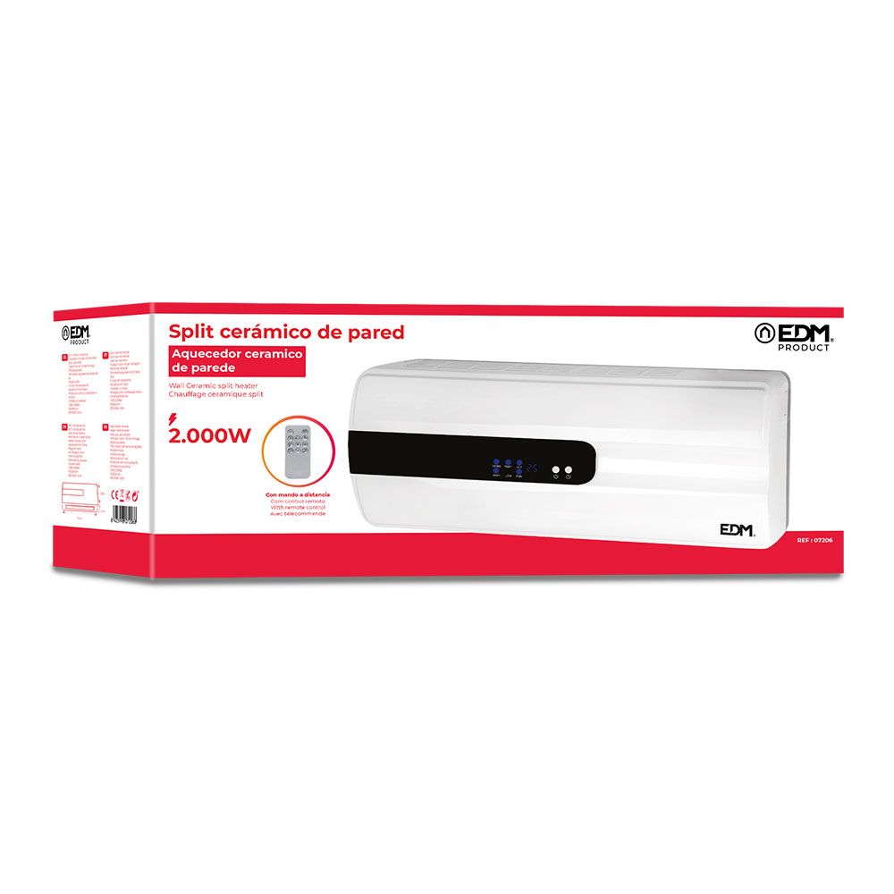 CALEFACTOR SPLIT CERÁMICO 1000 - 2000 W, CON MANDO DISTANCIA 57 x 14 x 22 cm - Imagen 2
