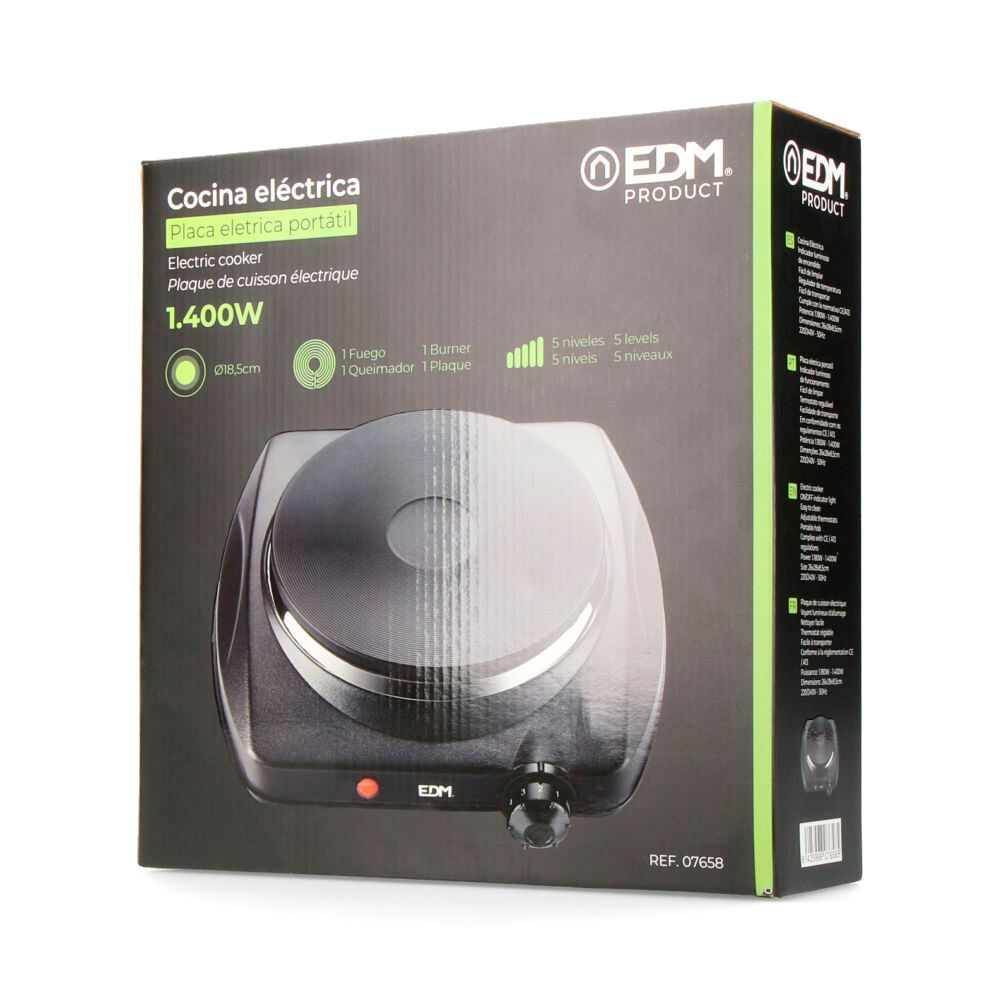 COCINA ELECTRICA 1 FUEGO CE/A13 1400 W NEGRA - Imagen 3