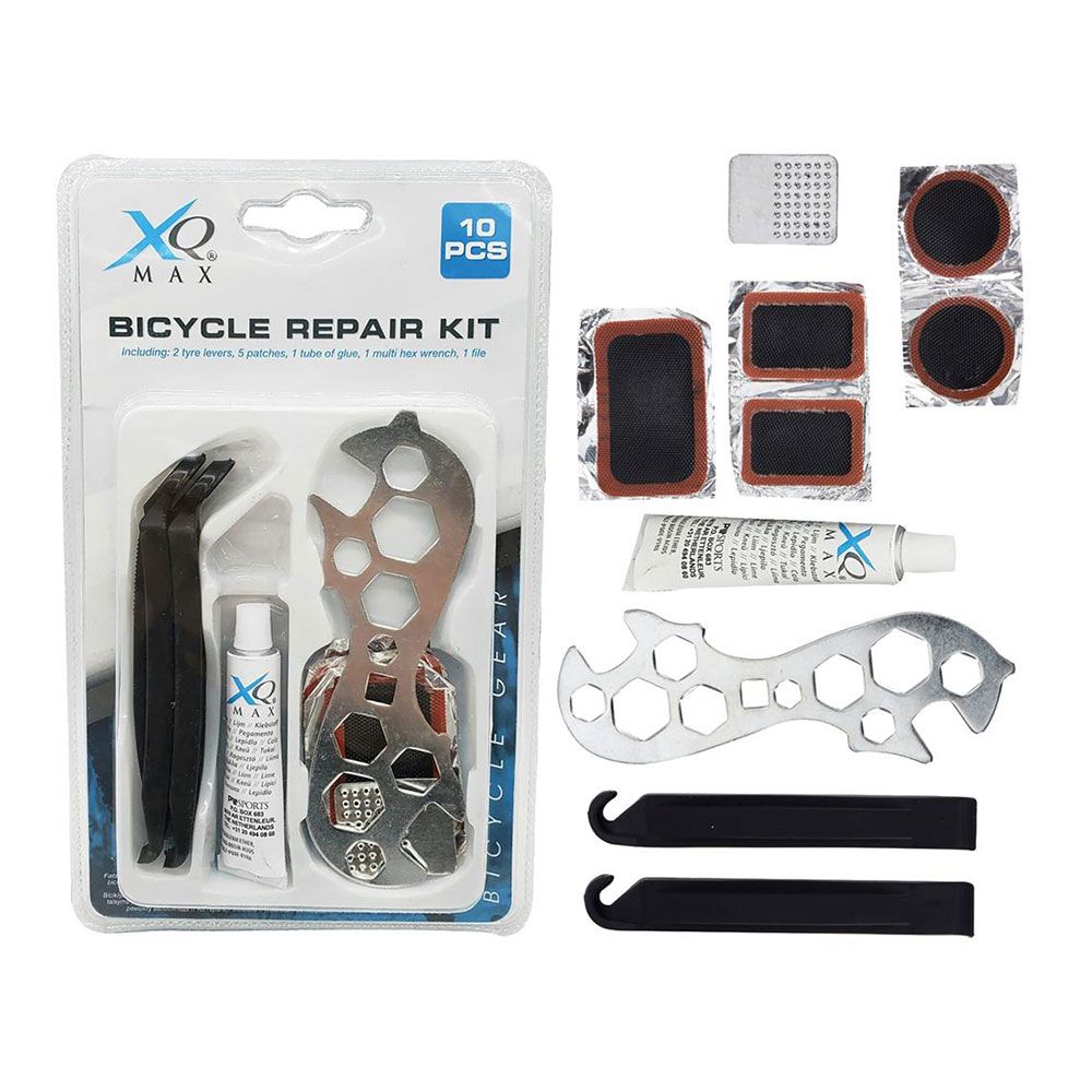 KIT BÁSICO REPARACIÓN RUEDAS BICICLETA, 10 PIEZAS