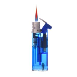ENCENDEDOR RECARGABLE LLAMA ROJA, COLORES SURTIDOS TRANSPARENTE, 8 x 2,5 x 1 cm