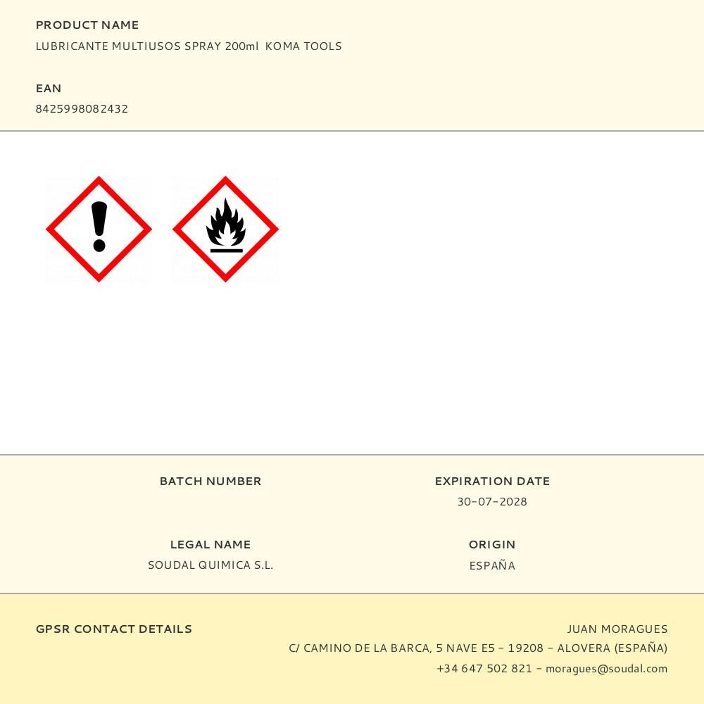 LUBRICANTE MULTIUSOS SPRAY 200 ml - Imagen 6