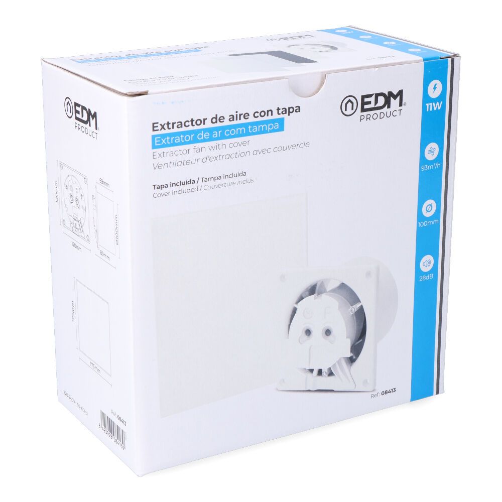 EXTRACTOR DE AIRE CON TAPA BLANCA, ( PERSONALIZABLE) 11W Ø10cm EDM - Imagen 5