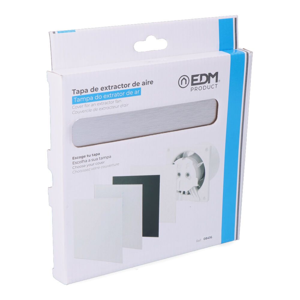 TAPA 175 x 175mm COLOR GRIS ALUMINIO CEPILLADO PARA EXTRACTOR 08413 Ø10cm EDM - Imagen 3