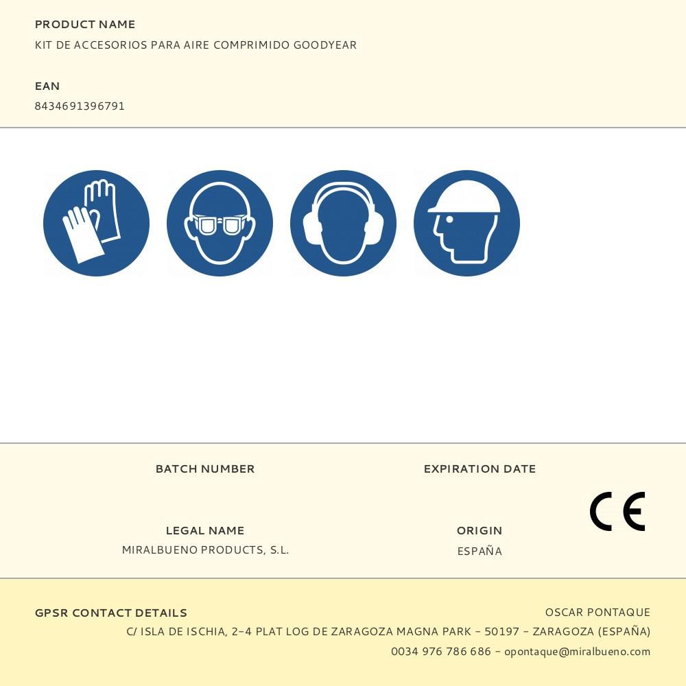 KIT DE ACCESORIOS PARA AIRE COMPRIMIDO GOODYEAR - Imagen 2