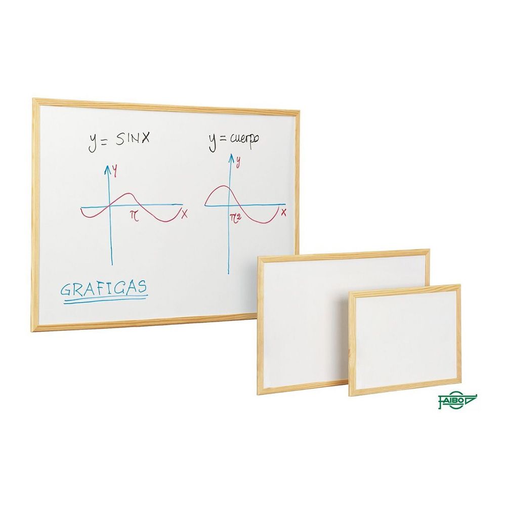 PIZARRA BLANCA CON MARCO DE MADERA 60 x 90 cm