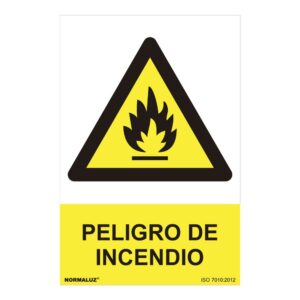CARTEL PELIGRO "PELIGRO DE INCENDIO" (PVC 0.7mm) 30x40cm NORMALUZ