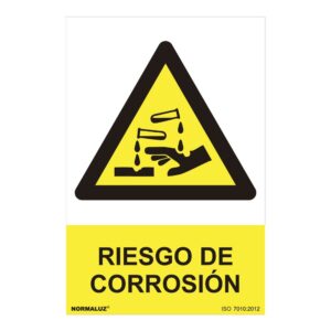 CARTEL PELIGRO "RIESGO DE CORROSION" (PVC 0.7mm) 30x40cm NORMALUZ