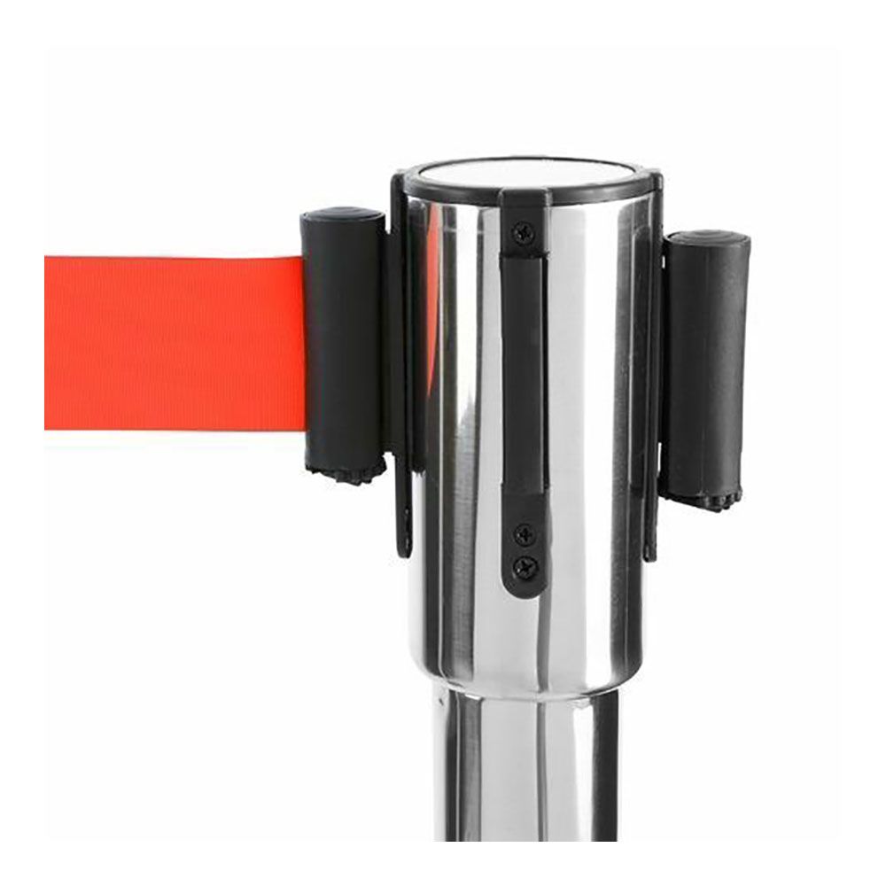 POSTE SEPARADOR INOX CON CINTA ROJA EXTENSIBLE DE 2 m x 5 cm - Imagen 3