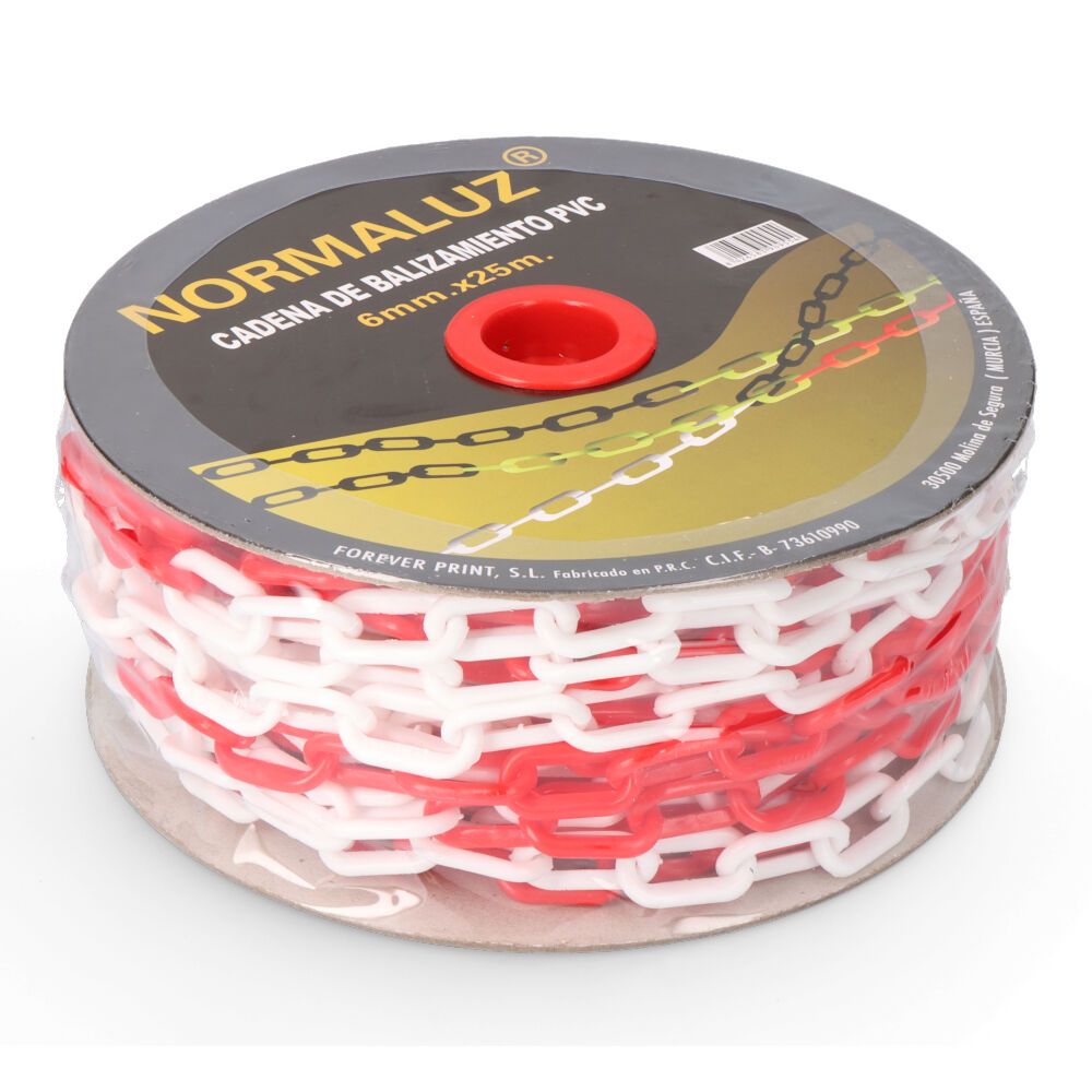CADENA PLASTICO BLANCA Y ROJA, 25M - Imagen 3