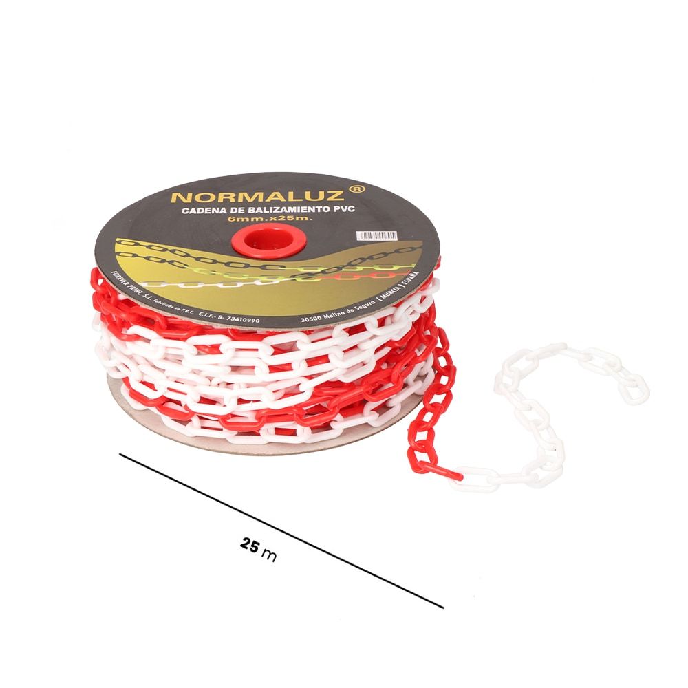 CADENA PLASTICO BLANCA Y ROJA, 25M - Imagen 4