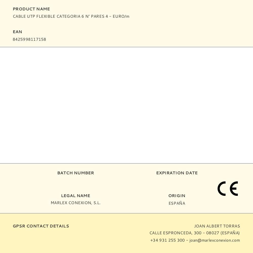 CABLE UTP FLEXIBLE CATEGORIA 6 N° PARES 4 - EURO/m - Imagen 2