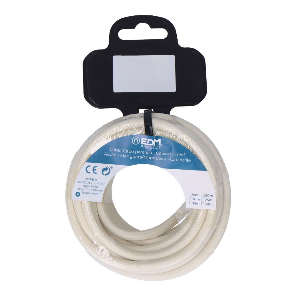 CARRETE CABLE CORDÓN TUBULAR H03VV-F 2 x 0,75 mm² ALGODÓN, 5 m - Imagen 2