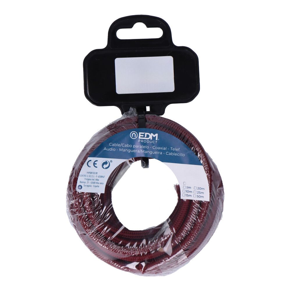 CARRETE CABLE CORDÓN TUBULAR H03VV-F 2 x 0,75 mm² BURDEOS, 5m - Imagen 2