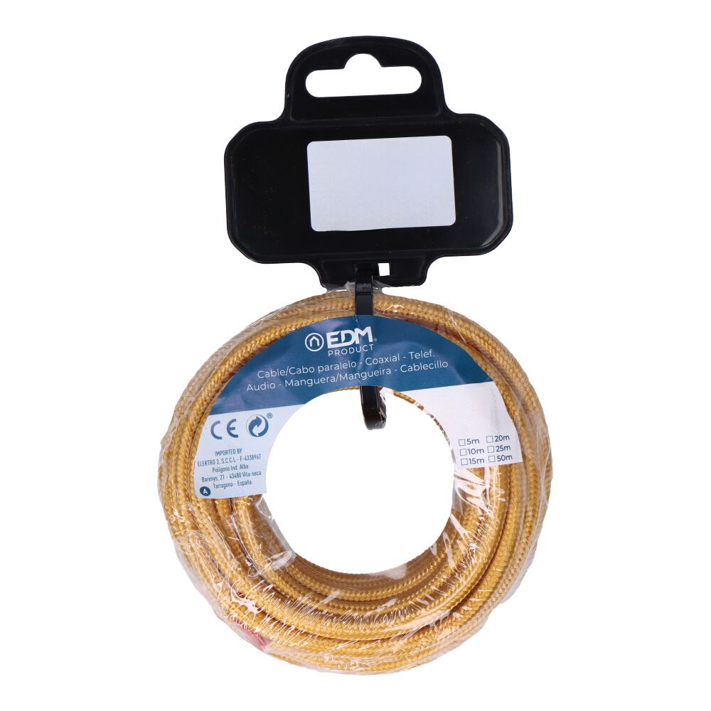 CARRETE CABLE CORDÓN TUBULAR H03VV-F 2 x 0,75 mm² ORO, 5m - Imagen 2