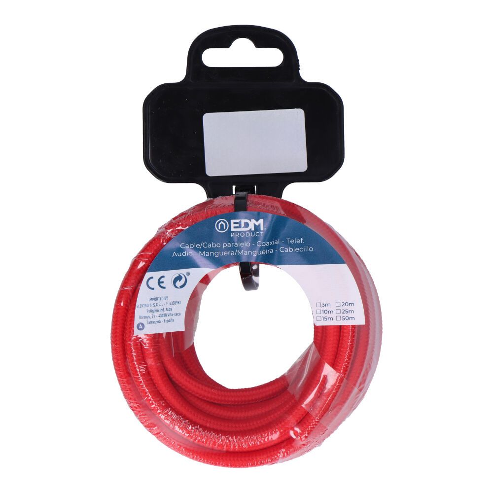 CARRETE CABLE CORDÓN TUBULAR H03VV-F 2 x 0,75 mm² ROJO, 5 m - Imagen 2