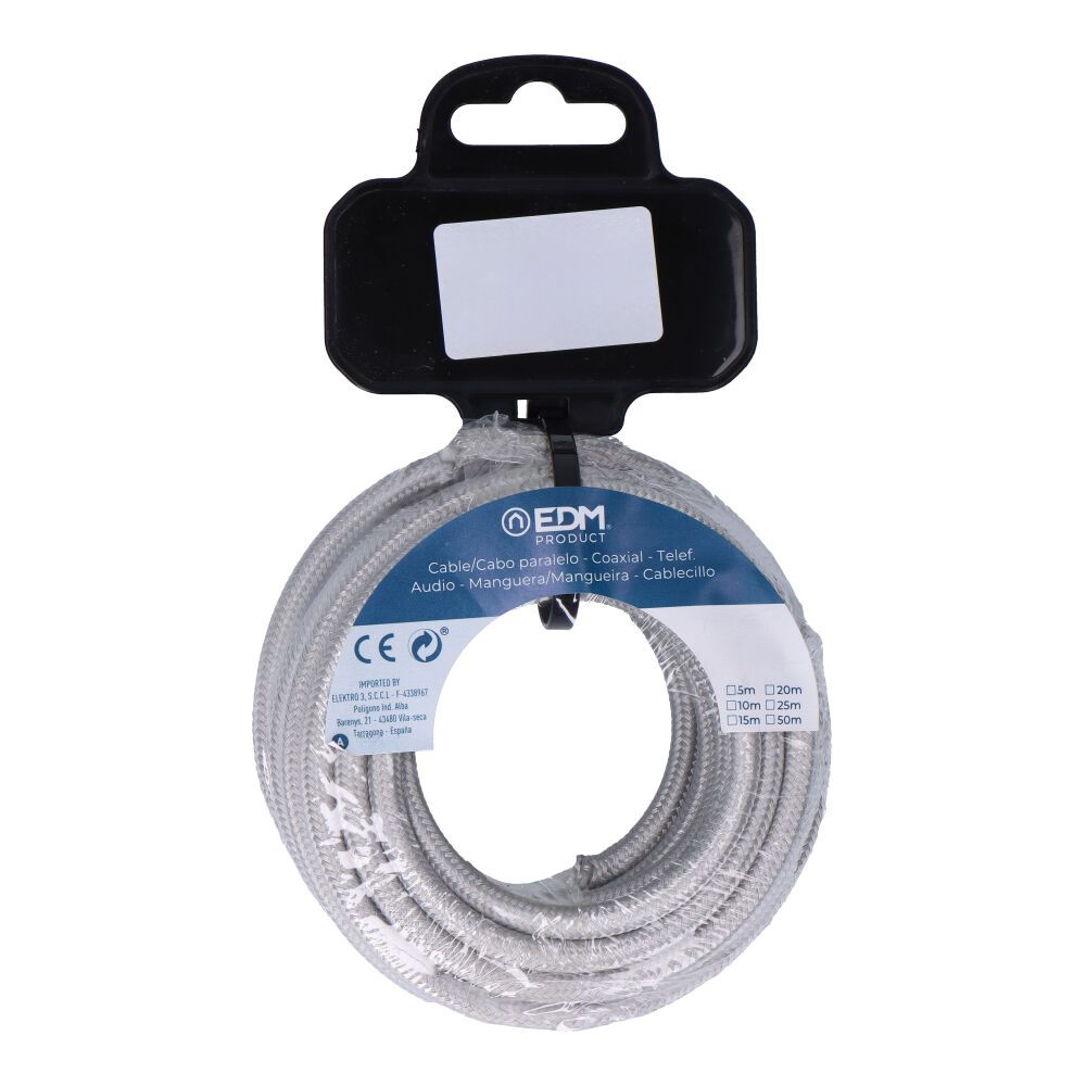 CARRETE CABLE CORDÓN TUBULAR H03VV-F 2 x 0,75 mm² PLATA, 5 m - Imagen 2