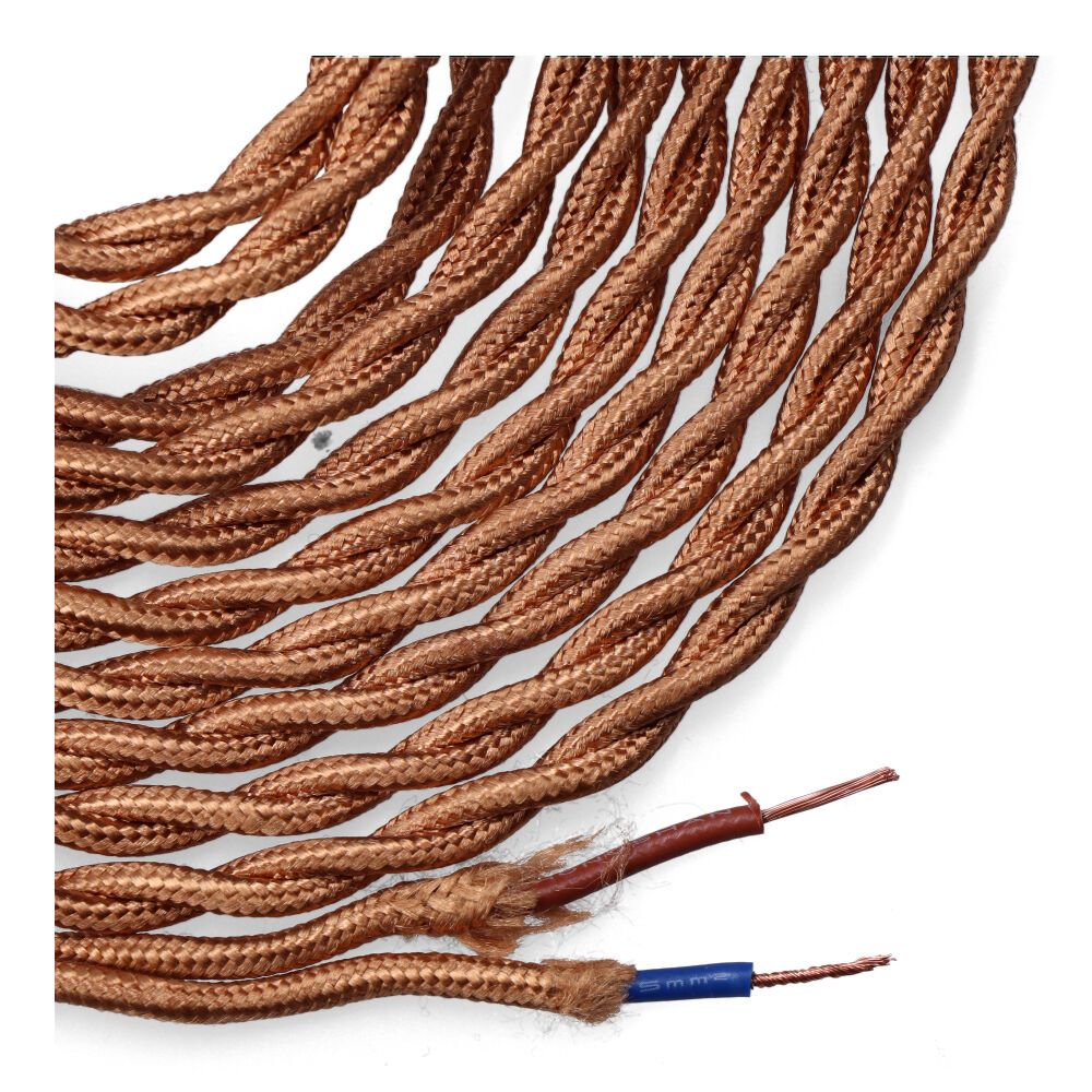 CARRETE CABLE TEXTIL TRENZADO H03VV-F 2 x 0,75 mm² ORO, 5 m - Imagen 2