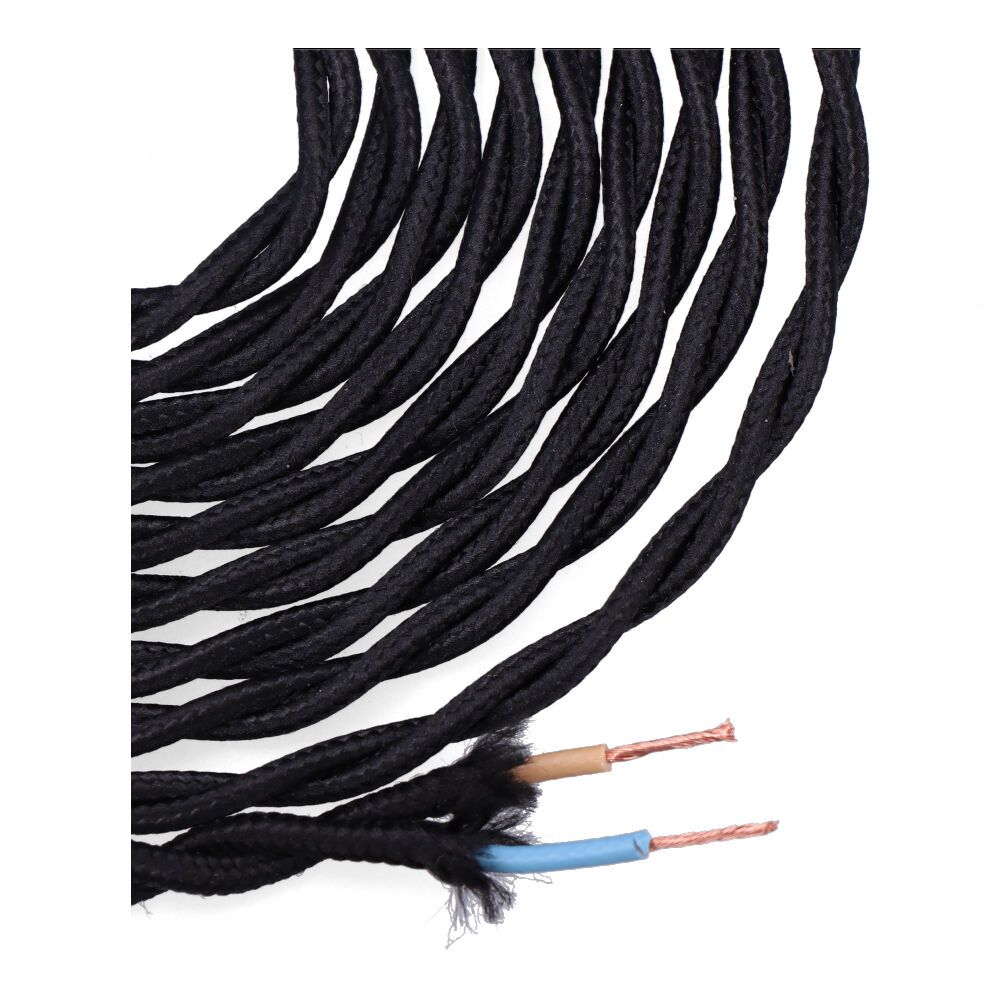 CARRETE CABLE TEXTIL TRENZADO H03VV-F 2 x 0,75 mm² NEGRO, 5 m - Imagen 2