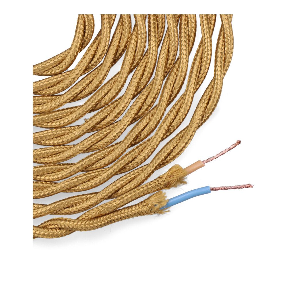 CARRETE CABLE TEXTIL TRENZADO H03VV-F 2 x 0,75 mm² ORO OSCURO, 5 m - Imagen 2