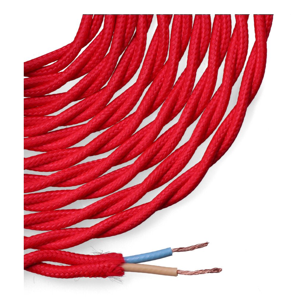 CARRETE CABLE TEXTIL TRENZADO H03VV-F 2 x 0,75 mm² ROJO, 5 m - Imagen 2