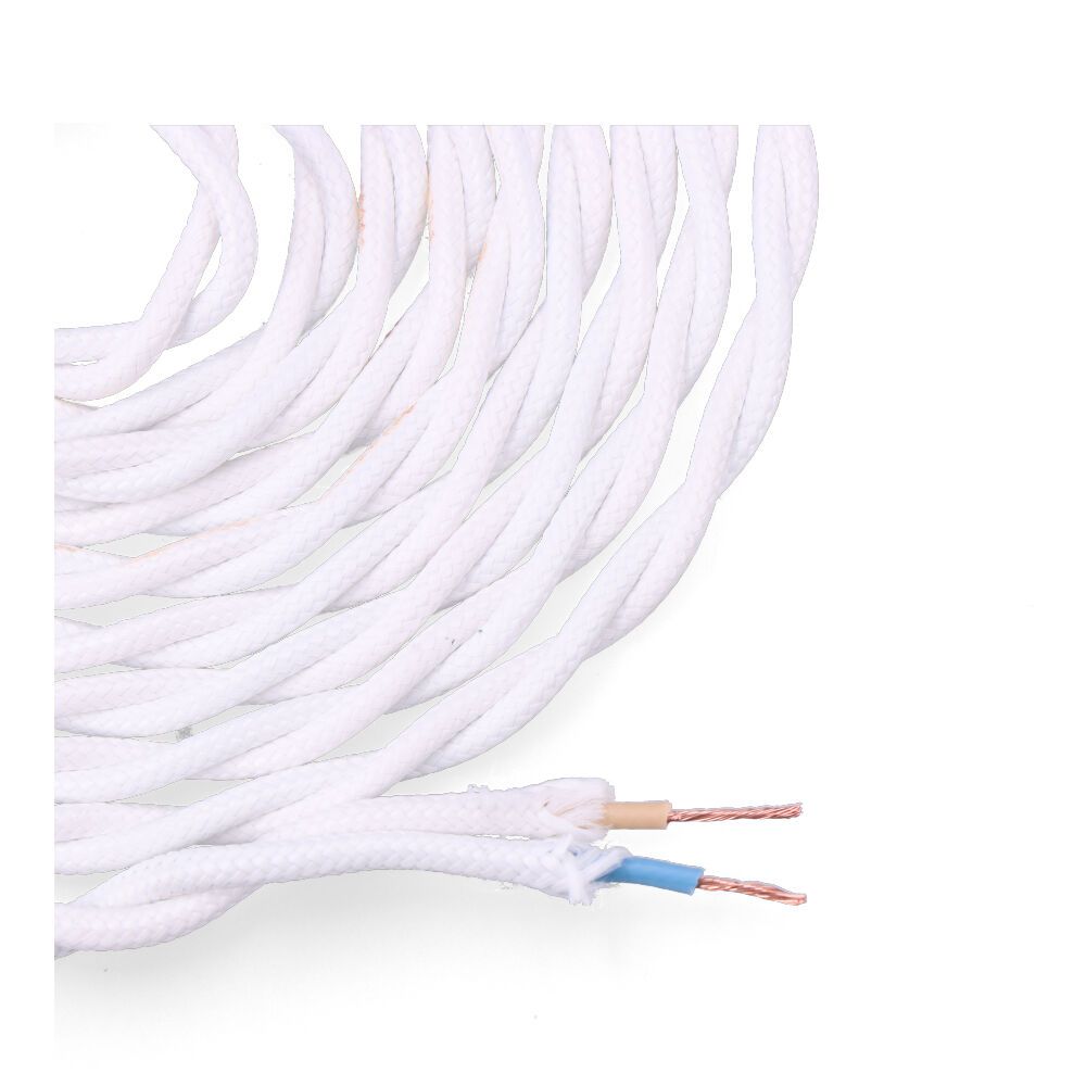 CARRETE CABLE TEXTIL TRENZADO H03VV-F 2 x 0,75 mm² BLANCO, 5 m - Imagen 2