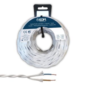 CARRETE CABLE PARALELO TEXTIL TRENZADO H05VV-F 2 x 1,50 mm² BLANCO, 5 m