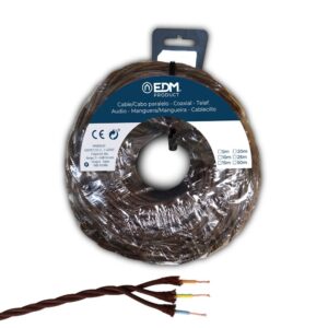 CARRETE CABLE PARALELO TEXTIL TRENZADO H05V-K 3 G 1,00 mm² MARRÓN, 5 m