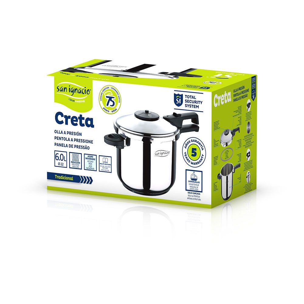 OLLA A PRESIÓN 6 L ACERO INOXIDABLE CRETA Ø22cm - Imagen 7