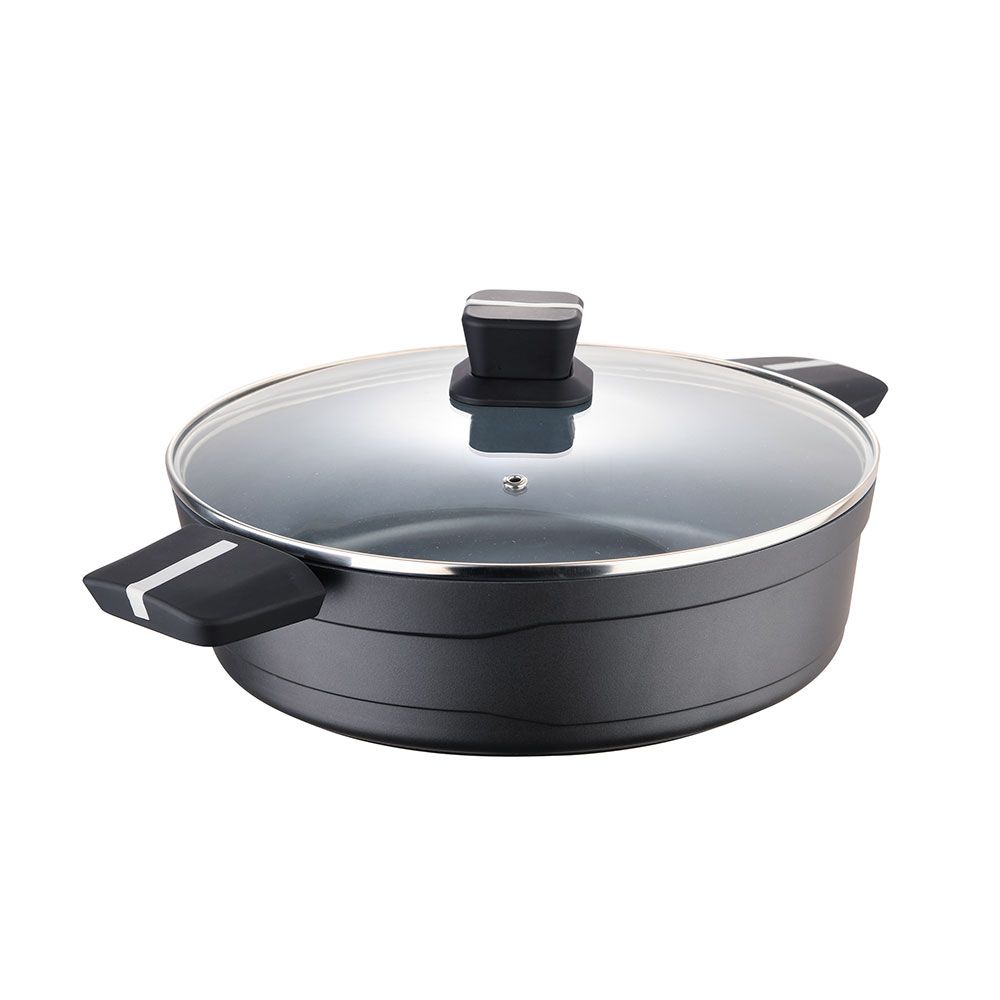 OLLA BAJA DE ALUMINIO FUNDIDO INDUCCIÓN CON TAPA BISTRO GREY Ø28 x 8 cm