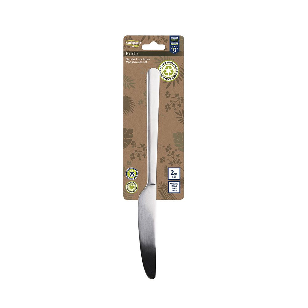 CUCHILLO DE ACERO INOXIDABLE RECICLADO BRILLO EARTH, BLISTER 2 uds - Imagen 2