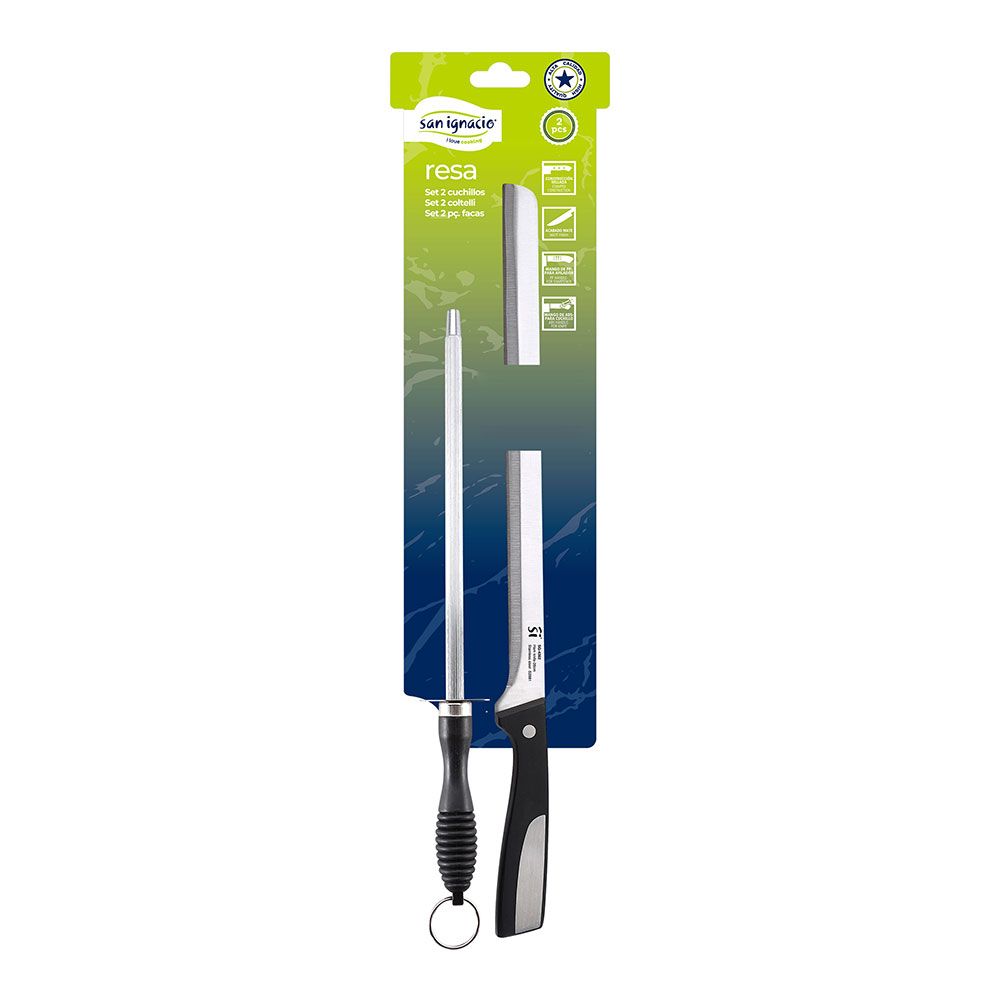 CUCHILLO JAMONERO + CHAIRA ACERO INOX - Imagen 2