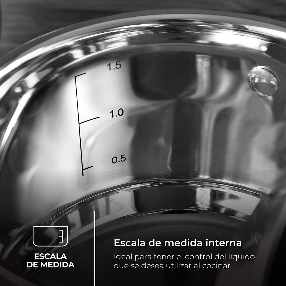 OLLA 5 L DE ACERO INOXIDABLE CON TAPA FOODIES Ø24 x 12 cm - Imagen 3