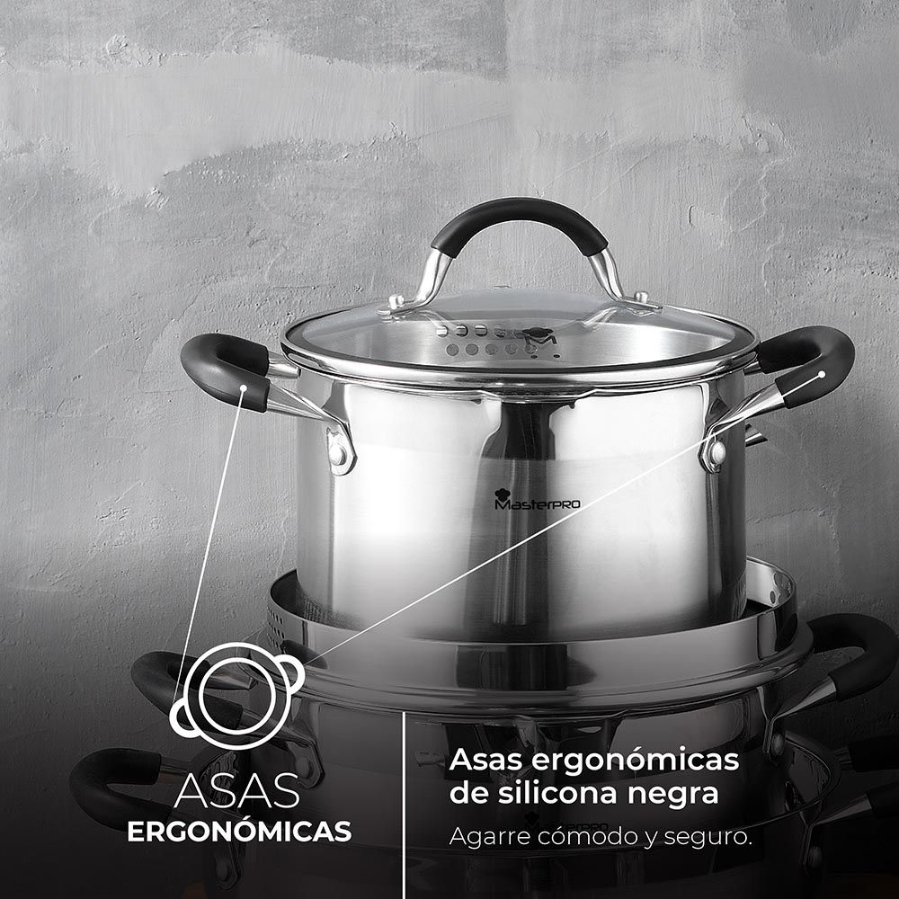OLLA 5 L DE ACERO INOXIDABLE CON TAPA FOODIES Ø24 x 12 cm - Imagen 4