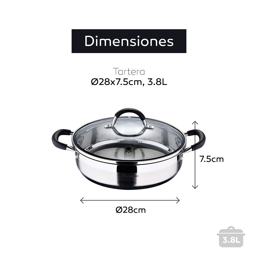 TARTERA ACERO INOXIDABLE CON TAPA FOODIES Ø28 x 7,5 cm - Imagen 6