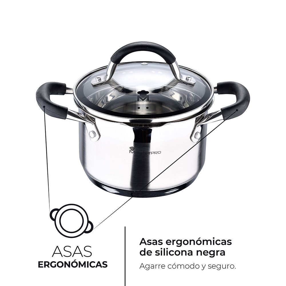 OLLA 1,8 L DE ACERO INOXIDABLE CON TAPA FOODIES Ø16 x 10 cm - Imagen 2