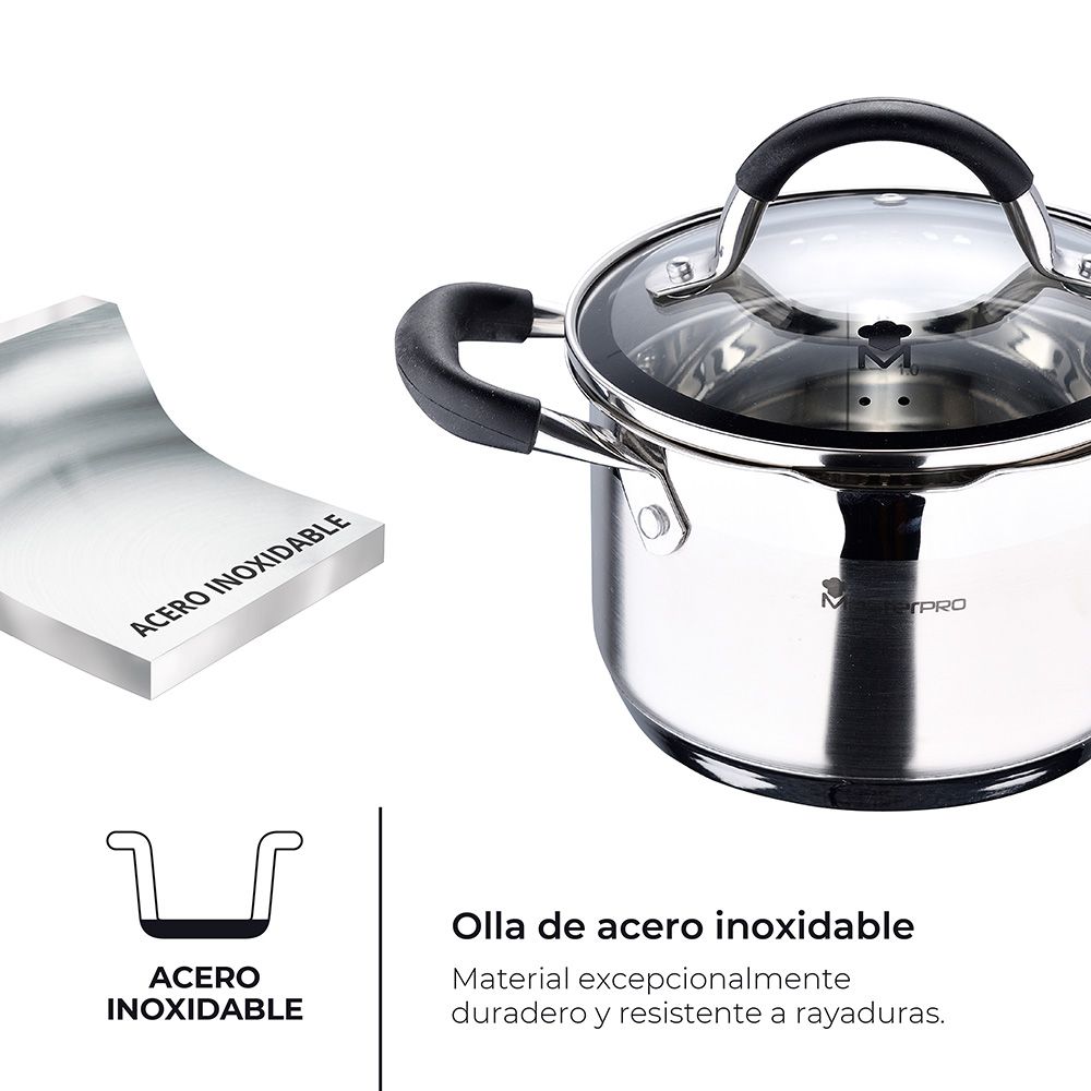 OLLA 1,8 L DE ACERO INOXIDABLE CON TAPA FOODIES Ø16 x 10 cm - Imagen 5