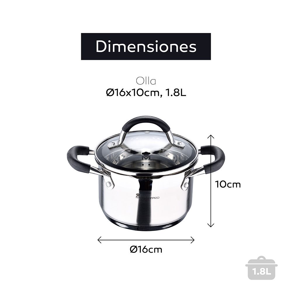 OLLA 1,8 L DE ACERO INOXIDABLE CON TAPA FOODIES Ø16 x 10 cm - Imagen 6