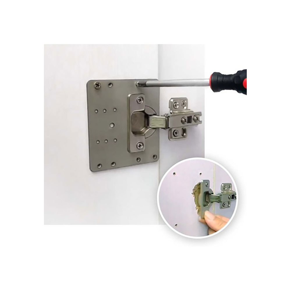 PLACA REPARACIÓN BISAGRA CAZOLETA, MODELO BC14, DE ACERO INOXIDABLE CON ACABADO EN INOX, 90 x 90 mm - Imagen 2