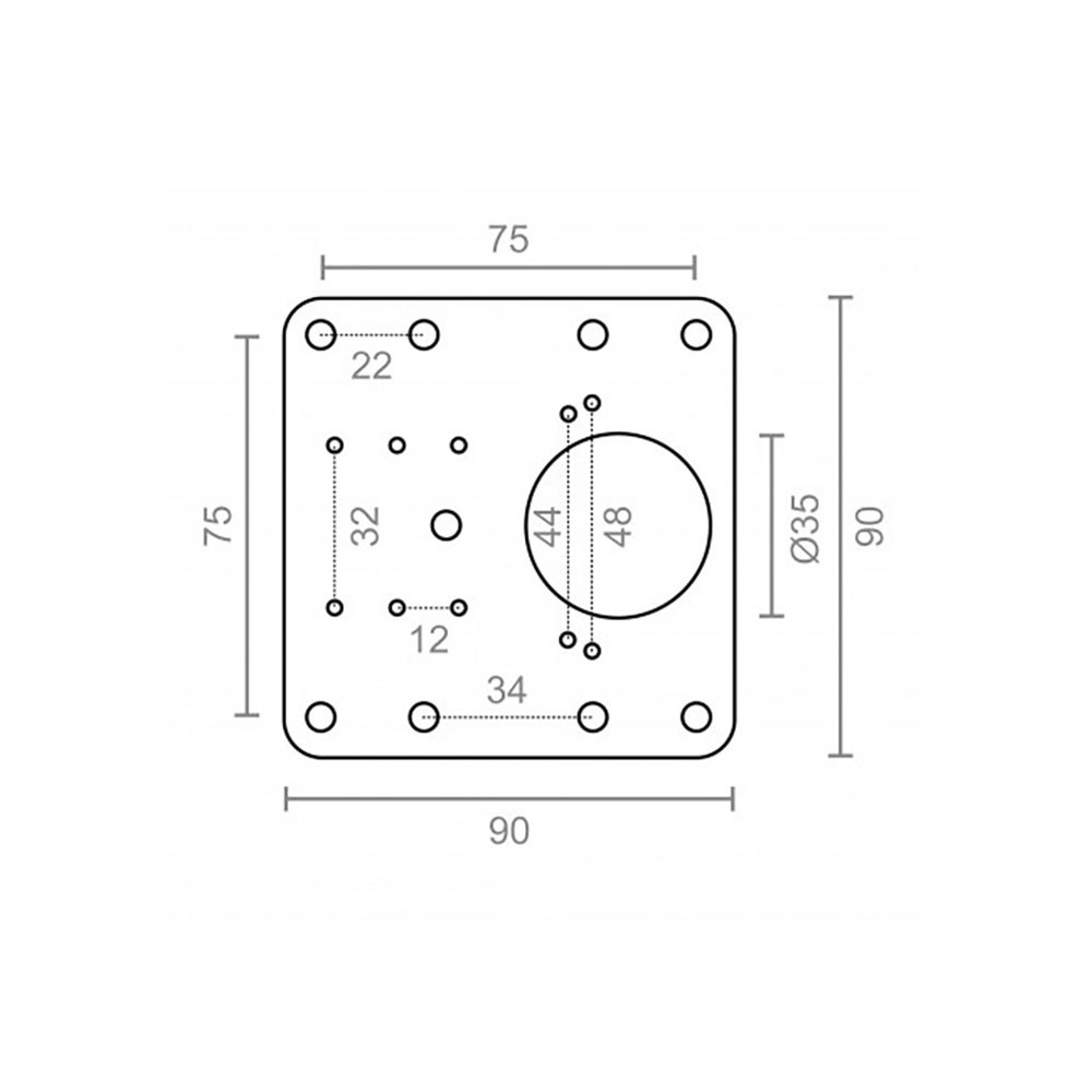PLACA REPARACIÓN BISAGRA CAZOLETA, MODELO BC14, DE ACERO INOXIDABLE CON ACABADO EN INOX, 90 x 90 mm - Imagen 3