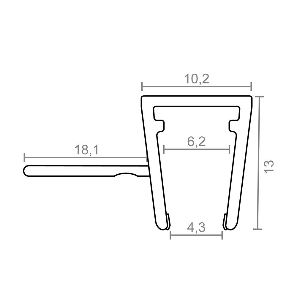PERFIL PARA MAMPARA CON JUNTA DE CRUCE 18mm PF5 28,2x13mm TR 18528 MICEL - Imagen 2