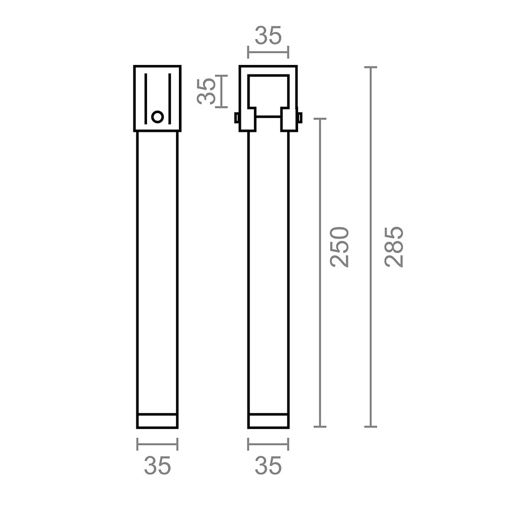 PATA PARA SOMIER PT25 SIN RUEDA, NEGRO, 35 x 35 x 250 mm, 4 uds - Imagen 2