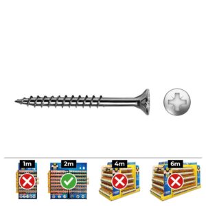 CAJA 60 unid. TORNILLO MADERA AVELLANADO PZ R/PARC REF VLOXP Ø5x90mm ZINCADO