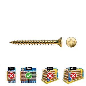 CAJA 150 UNIDADES TORNILLO MADERA AVELLANADO PZ DIN/REF VLOX Ø6 x 50 mm BICROMATADO+LUBR.
