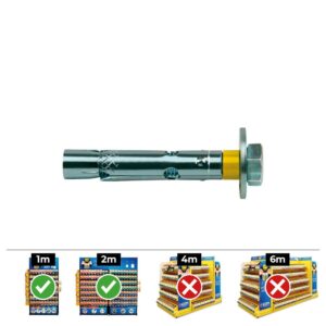 ANCLAJE DYNABOLT TORNILLO ZINCADO M6 Ø8 x 45 mm, CAJA 50 uds